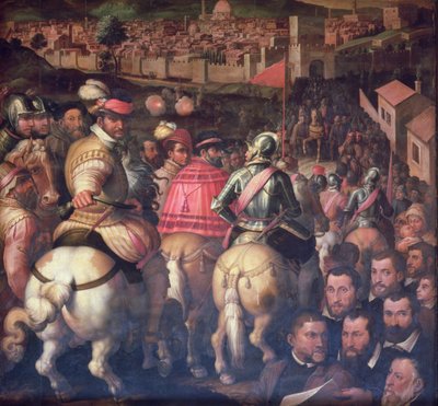 De triomf na de oorlog met Siena van het plafond van de Salone dei Cinquecento, 1565 door Giorgio Vasari